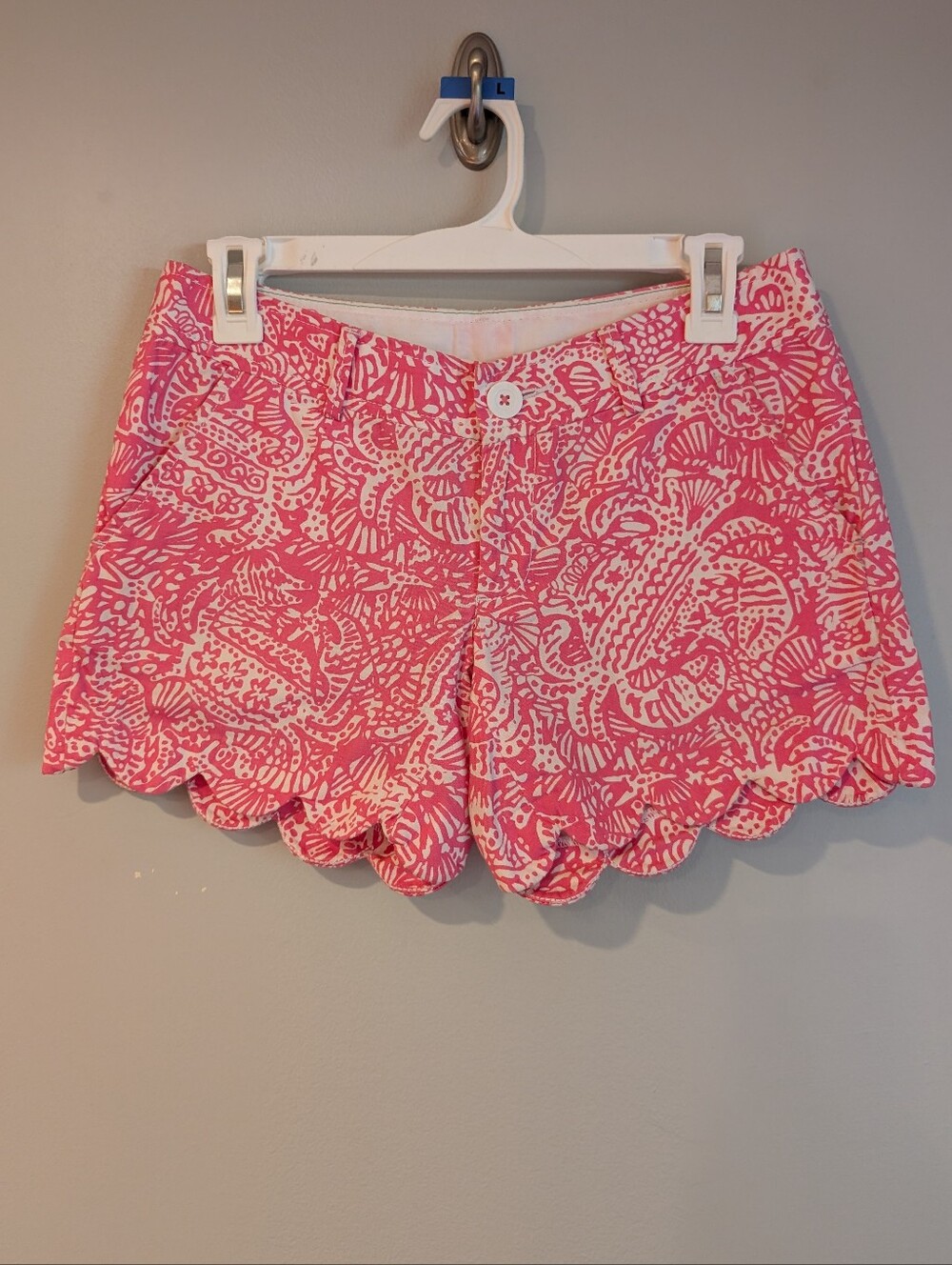 Lilly Pulitzer Pink Scallop Hem Buttercup Shorts 00 Hotty Pink Get Crackin